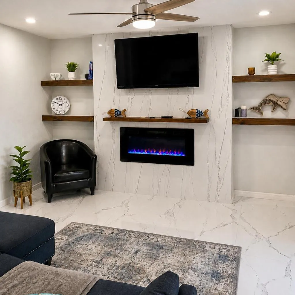 Photograph of Fort Myers Townhome Fireplace and Patio