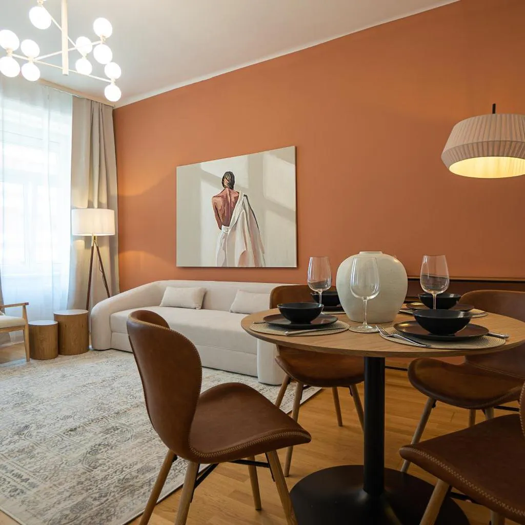 Photograph of Stylish apartment with a king bed