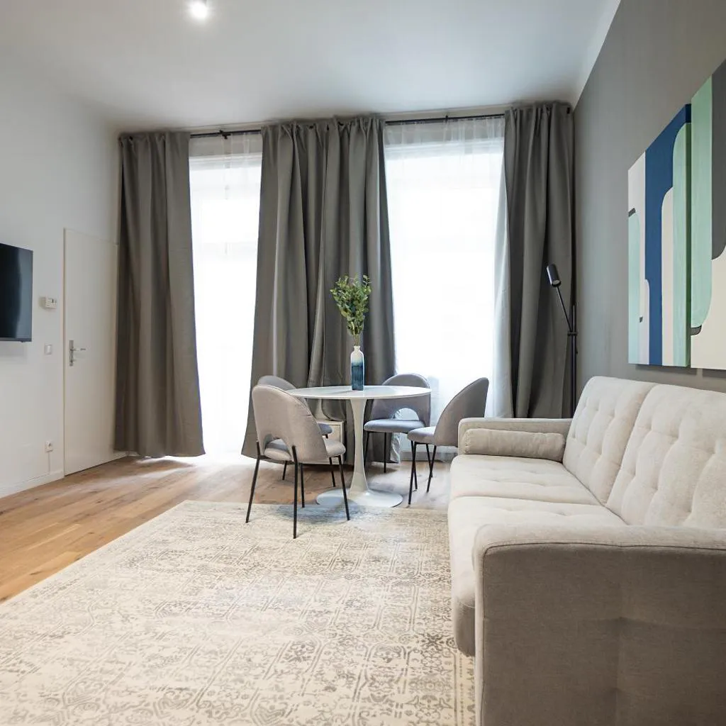 Photograph of Bright & Airy Apartment with Balcony near City Center
