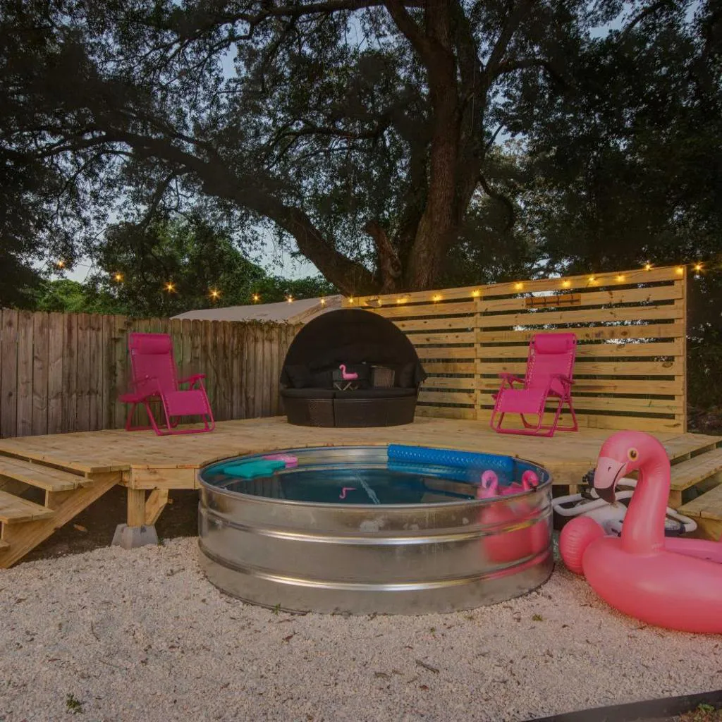Photograph of family house cowboy pool HOT TUB Yard Games