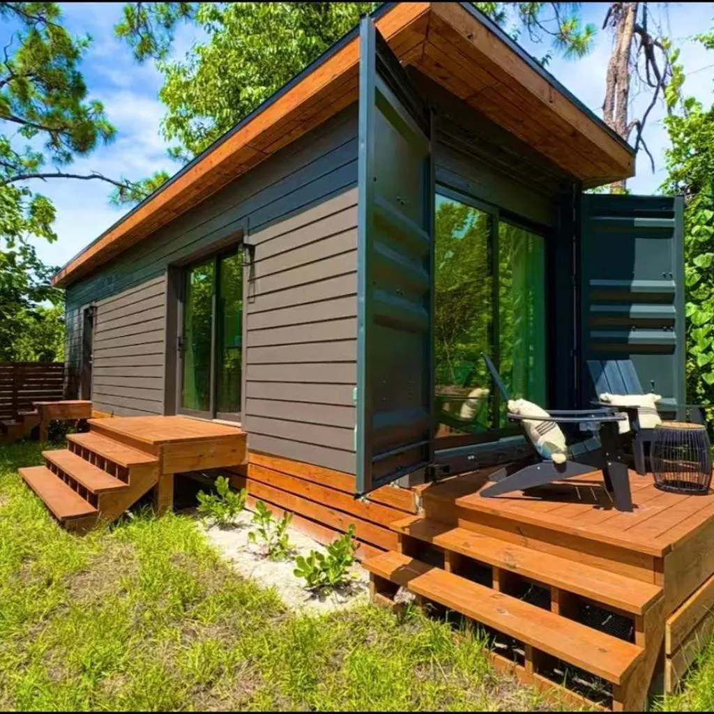 Photograph of Zen Container Tiny Home with Fenced-in Yard, Fire Pit, Centrally located and Pet Friendly
