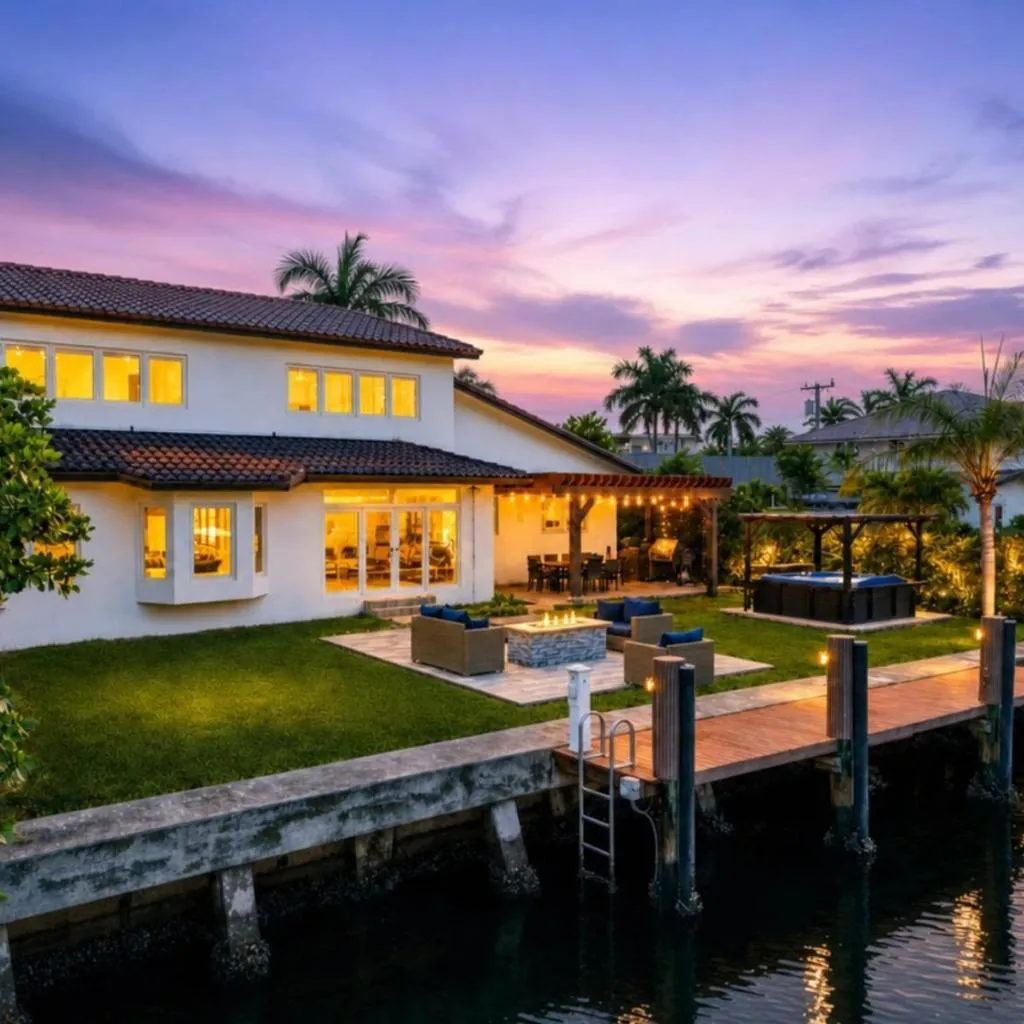 Photograph of Waterfront Villa with Pool and Dock