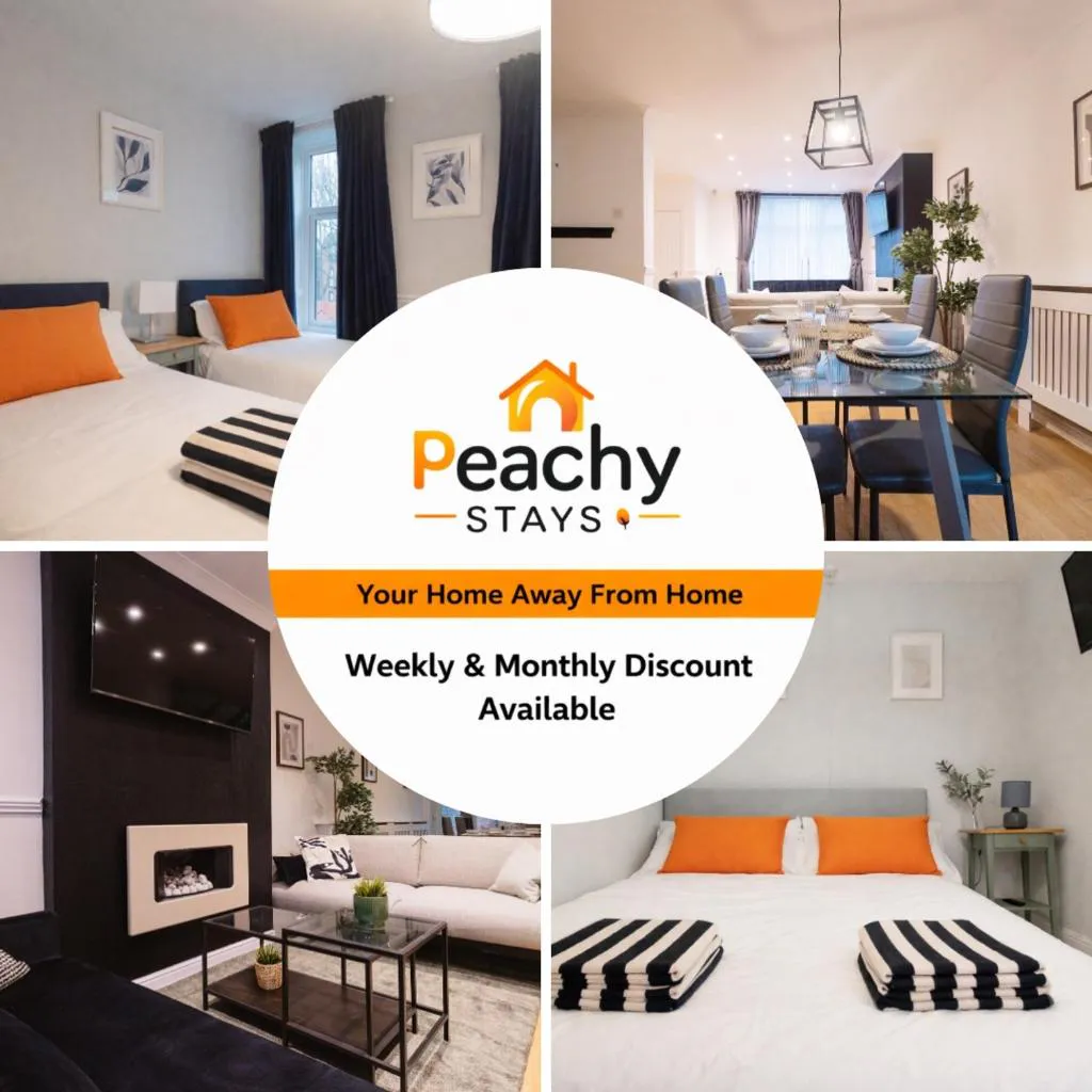 Photograph of Modern 3 Bedroom House In Salford, Sleeps 7, 16 Minutes from Manchester City Centre, Free Parking & Wi-Fi, Weekly & Monthly Stays, Great Rates Available At Peachy Stays