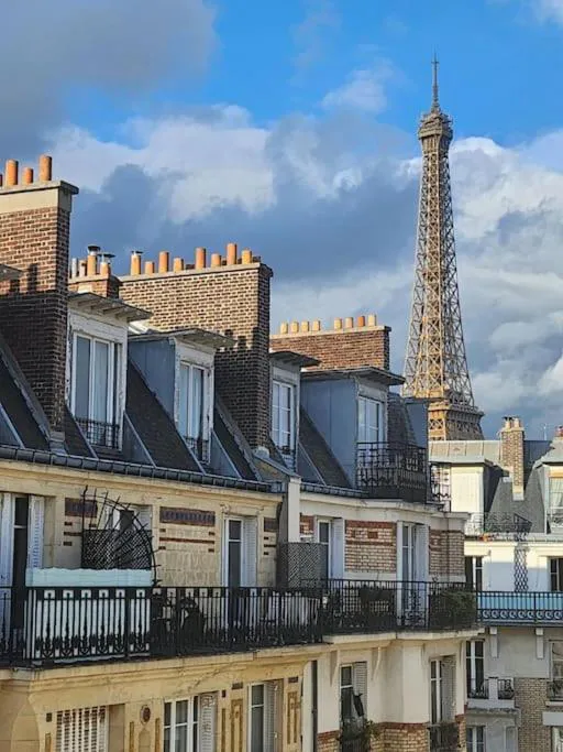 Photograph of Elegant Eiffel tower view flat