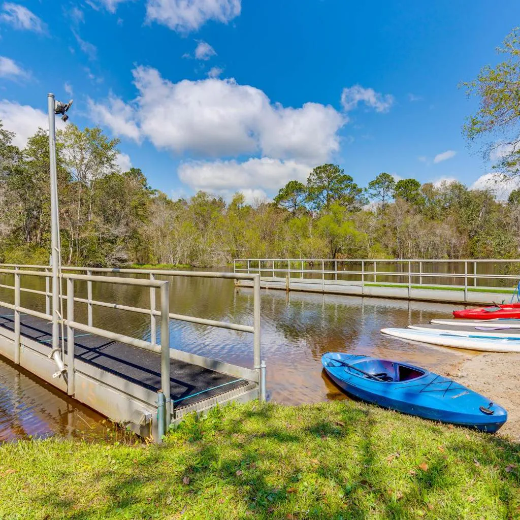Photograph of Fire Pit & On-Site Fishing! Pensacola Family Home