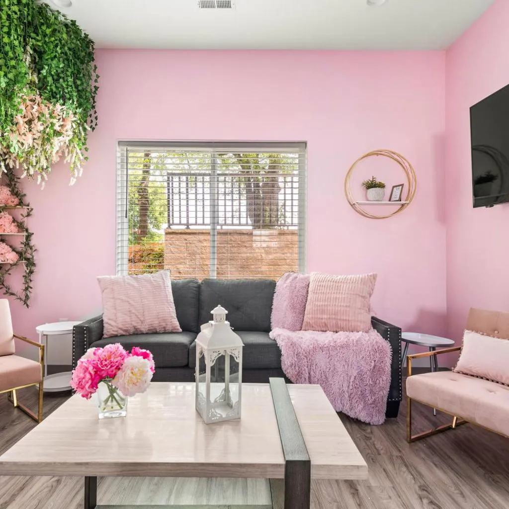 Photograph of Nash Bash Retreat with Neon Sign & Sleeps 13