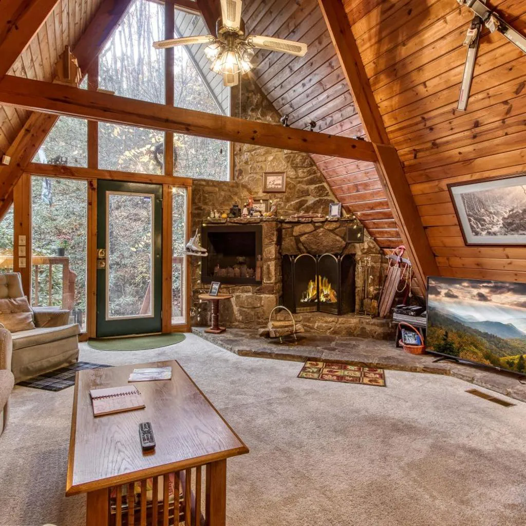 Photograph of Mountain Springs Chalet- A Romantic Smoky Mountain Escape - Private Original A-Frame Chalet - access to Buckberry Creek, Mature Hardwood Forest, very close to Ober Gatlinburg, the Great Smoky Mountains National Park, and Downtown Gatlinburg in the Smokies