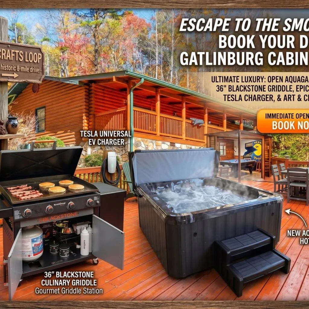 Photograph of 1-Story Luxury Cabin EV, Game Rm, Hot Tub Sleeps 16
